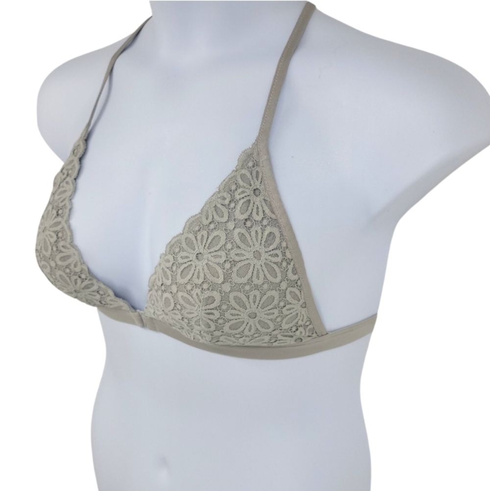 Victoria Secret‎ Womens Gray Floral Bralette Racerback Size L